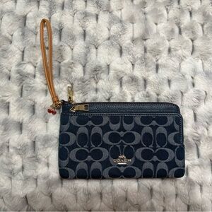 Coach denim cherry Wristlet